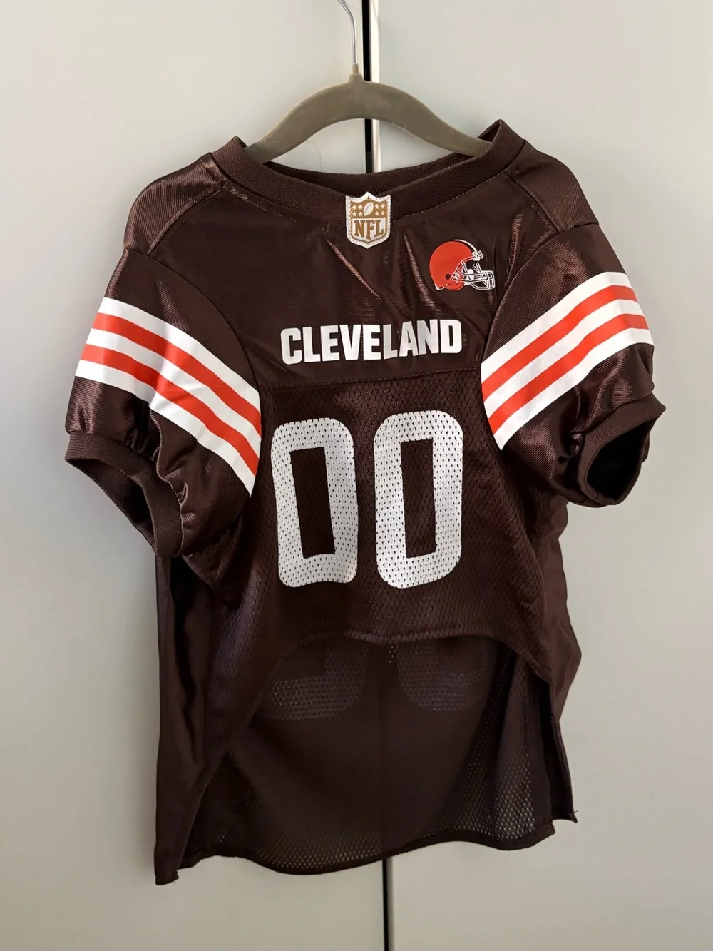 NFL Cleveland Browns dog large Brown Jersey with Orange & White Stripes